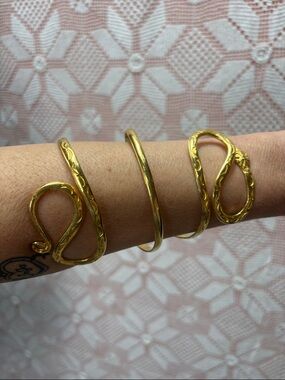 Gold Tone Snake Wrap Bracelet | arm Statement Cuff